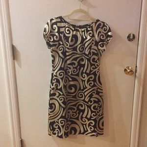 London Times black gold sheath dress size 4